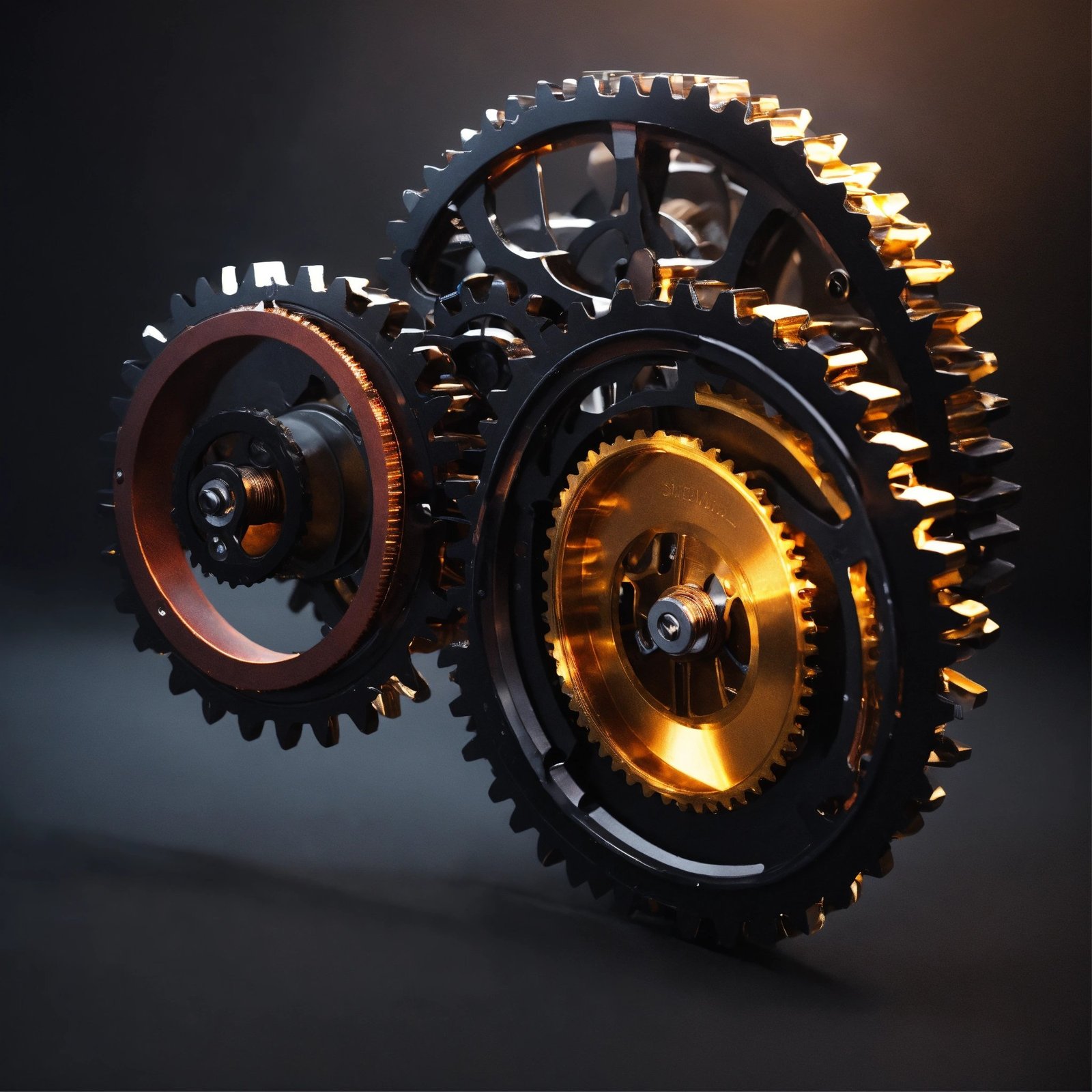 two black gears mechanism work on yourself